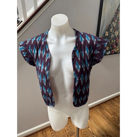 Desert Queen Keziah Cap Sleeve Doublet Vest Purple Ikat Print Size 34 XS - Picture 3 of 7